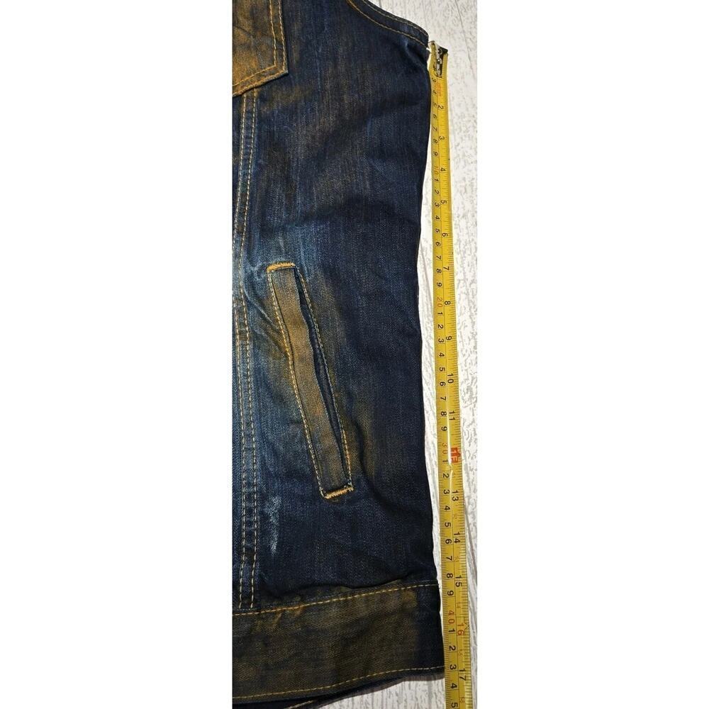 Copper Washed Upcycled Denim Mens Vest 2XL PATRIOTIC AMERICAN FLAG MOTO STEAMPUN - Picture 14 of 15